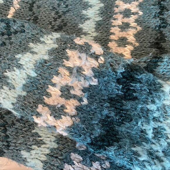 Women's Free People Through the Storm Wool Blend Fair Isle Sweater Green XS - Picture 10 of 11